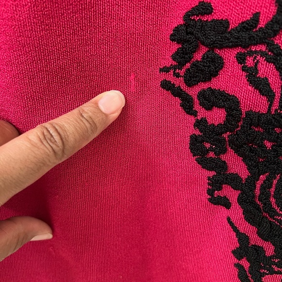 BEBE Persian red Jacquard Lace Sweater Dress - Picture 7 of 7